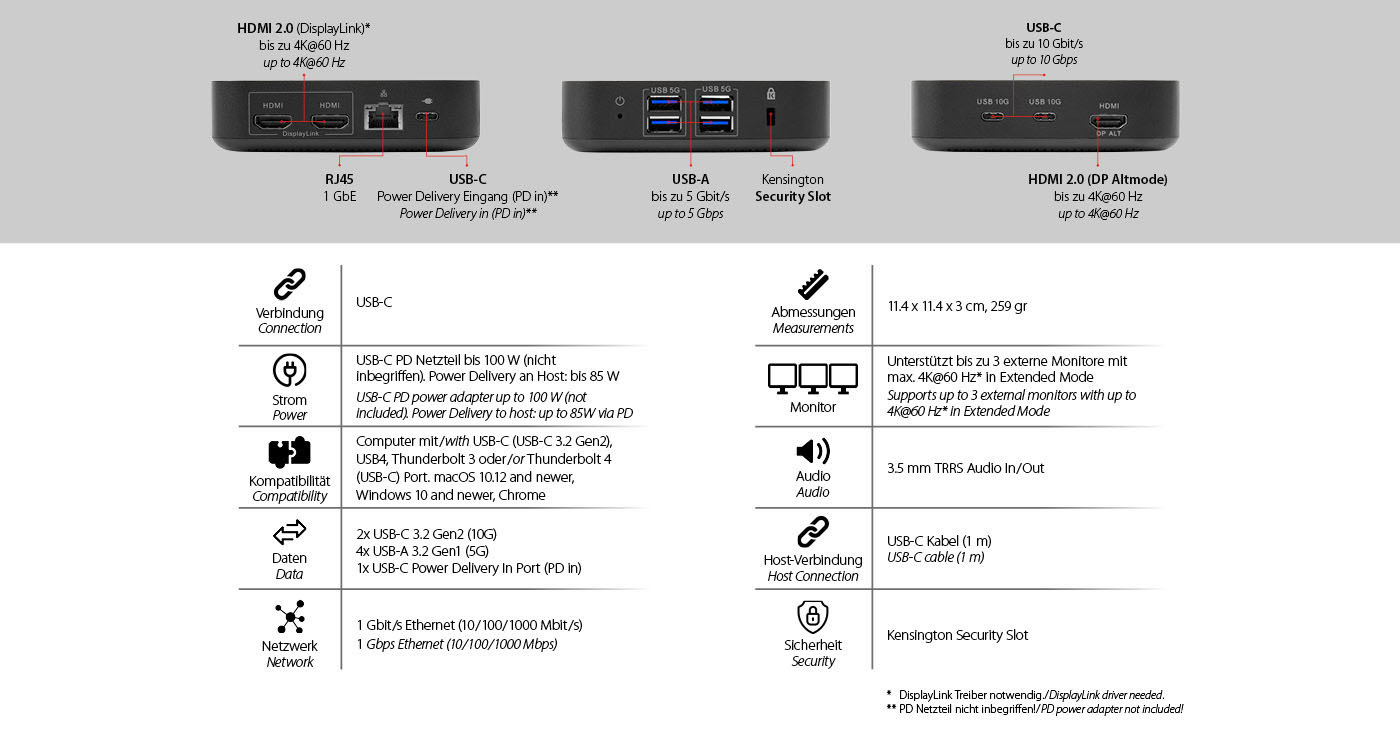 LMP USB-C Triple-DisplayDock 4K – Image 3